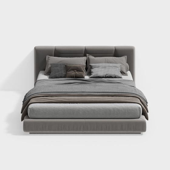 Modern Light Luxury Bedroom Double Bed 3D Model