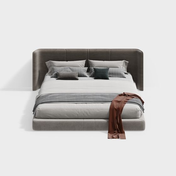 Elegant Low-Poly 3D Bed Model for Modern Interiors