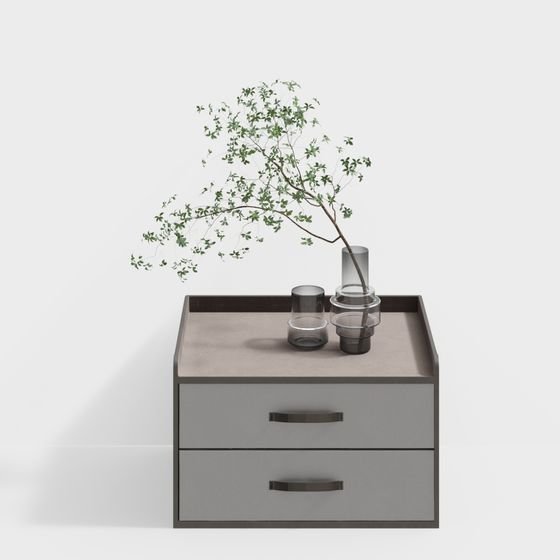 Elegant Low-Poly Bedside Table 3D model