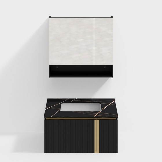 Luxurious Black Bathroom Cabinet 3D model
