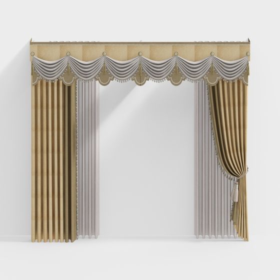 Opulent Classical Curtain 3D model for Interior Design
