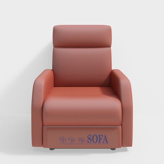 Stylish Coral Low-Poly Sofa 3D model