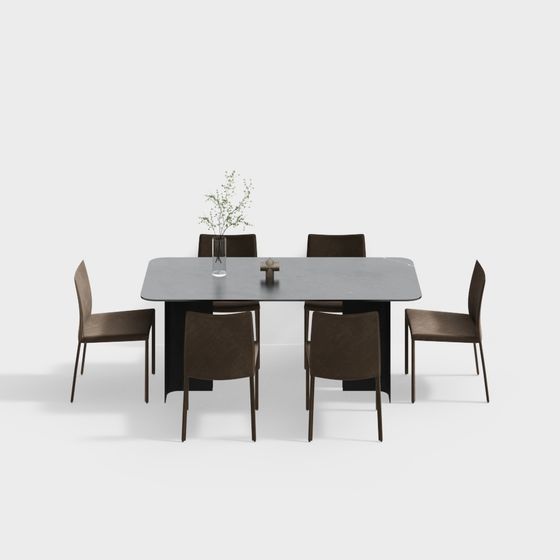 Chic Urban Dining Table 3D model for Modern Spaces