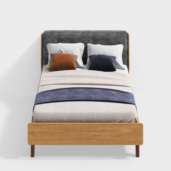 Elegant Low-Poly Bed 3D model for Modern Interiors