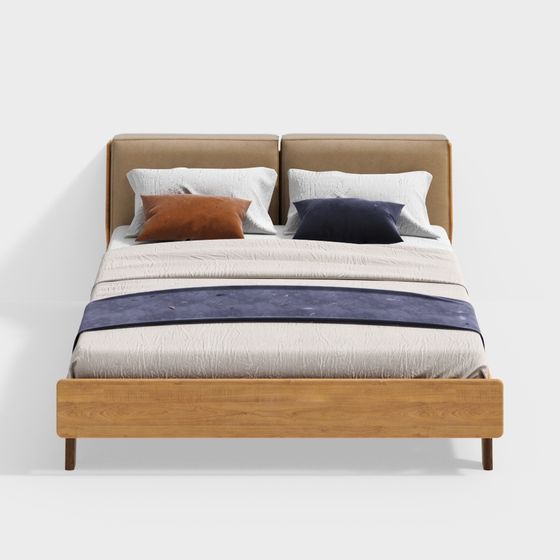 Chic Low-Polygon Bed 3D model for Modern Interiors