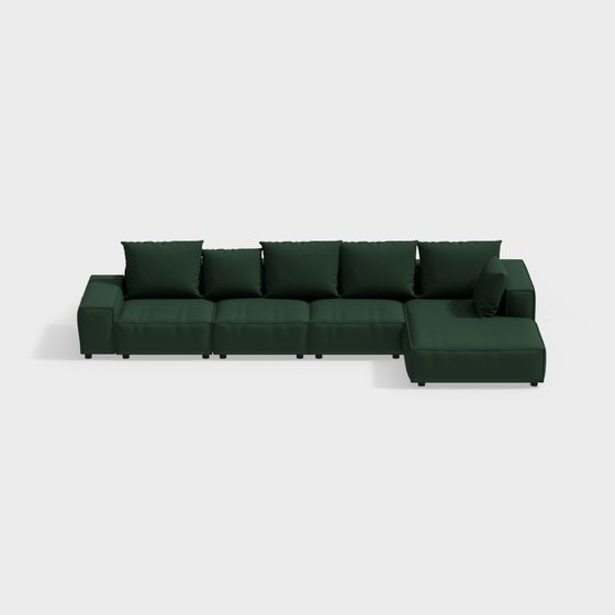 Stylish Low-Polygon Sofa 3D Model