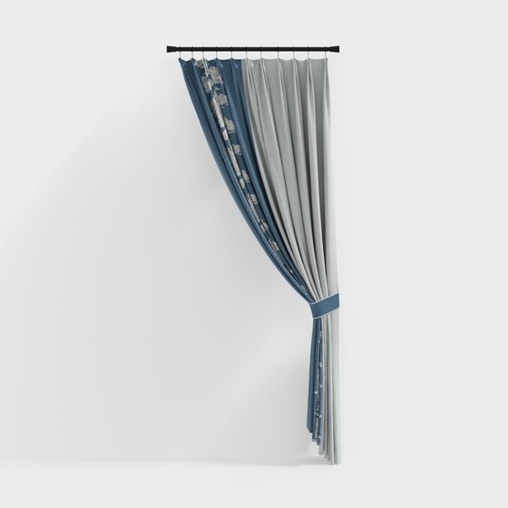 Elegant Low-Poly Curtain 3D Model Design