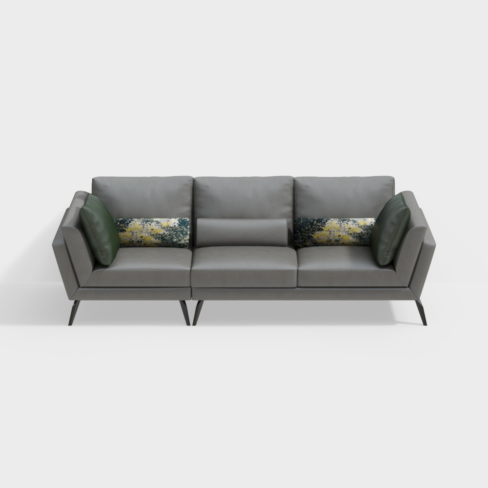 Sofa ba chỗ ngồi hiện đại Ý với da và vải công nghệ sang trọng