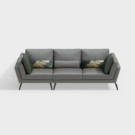 Postmodern Italian Minimalist Light Luxury Three-Seater Sofa 3D Model