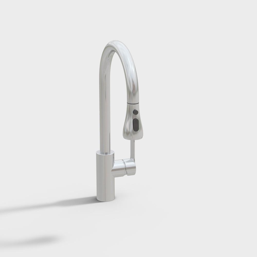 Sleek Kitchen Faucet 3D Model – Modern Metallic Design