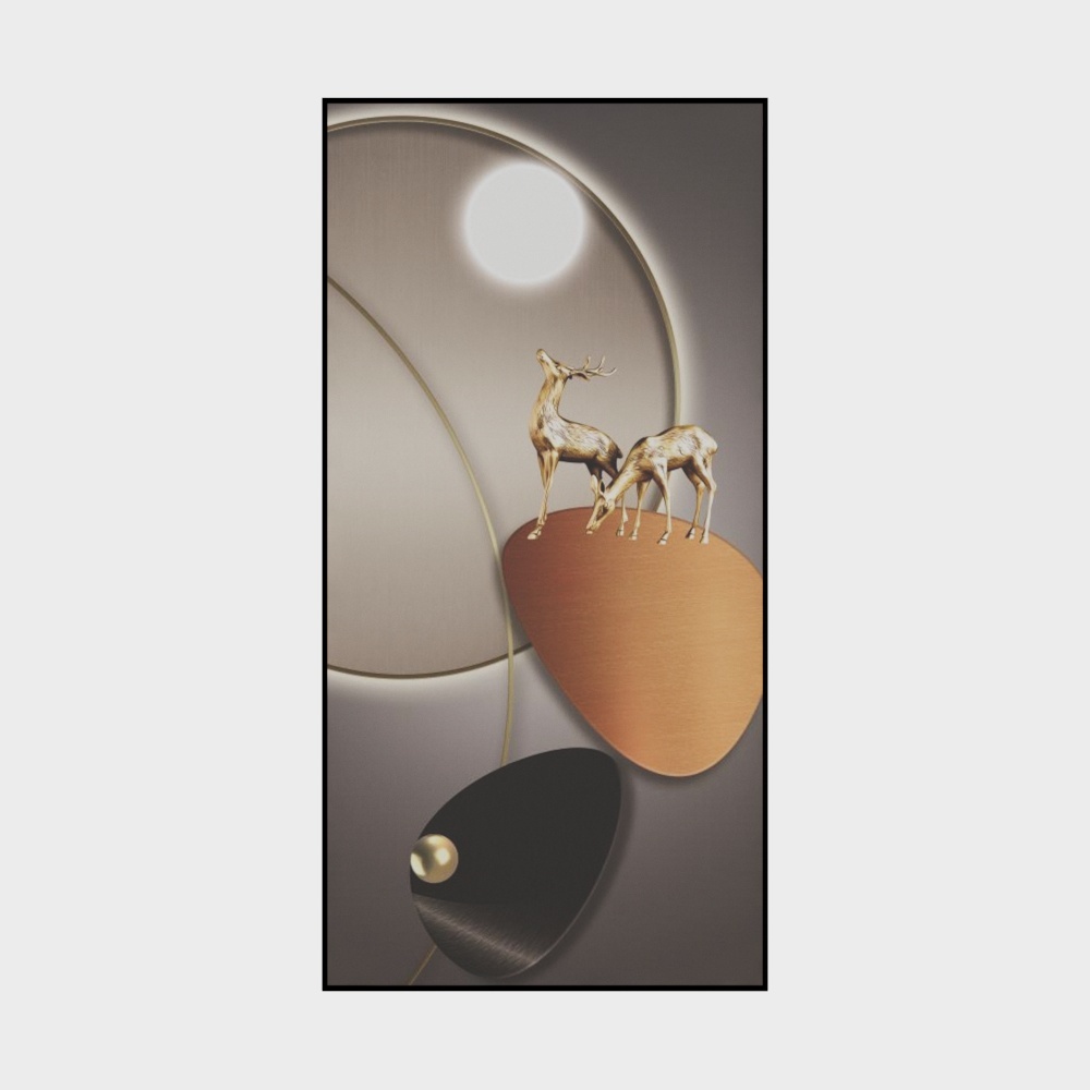 Lebangde Modern Art Decorative Painting 3D Model in Gray and Brown
