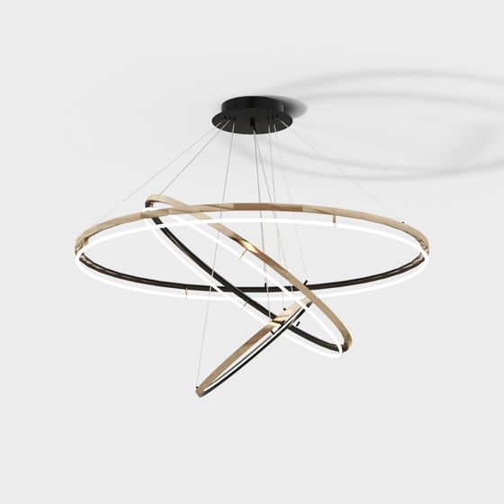 Stylish Spiral Halo Pendant Light 3D model