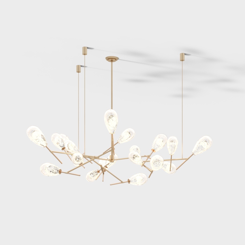 Lush Canopy Pendant Light 3D Model – Golden Metal Design
