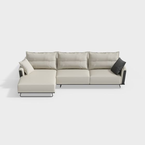 Postmodern Italian Minimalist L-Shaped Sofa 3D Model