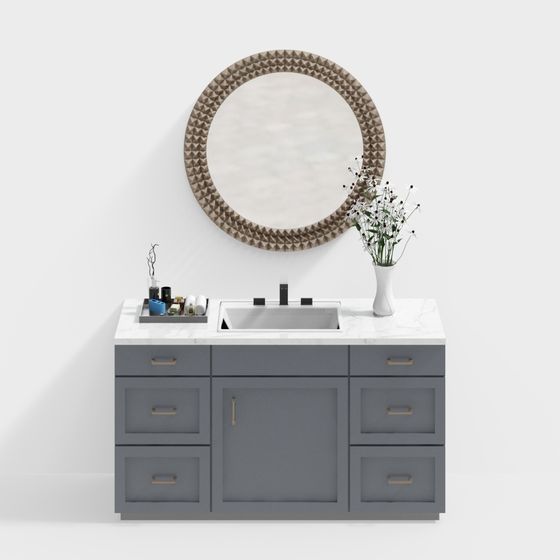 Contemporary Grey Bathroom Vanity 3D model