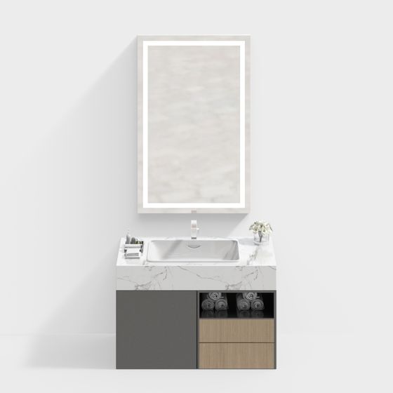 Modern Minimalist Bathroom Cabinet 3D model