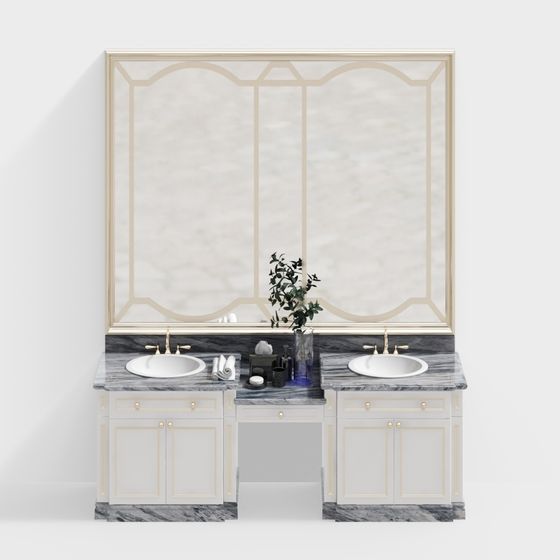 Elegant Double Sink Bathroom Vanity 3D model