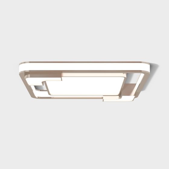 Modern Square Ceiling Lamp 3D Model in Gray