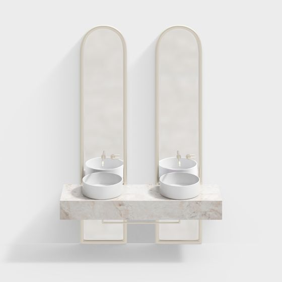 Double Sink Console 3D model - Modern Minimalist Design