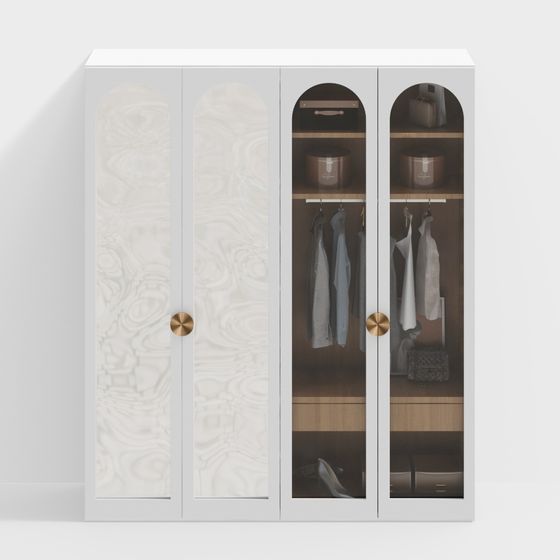Elegant Low-Poly Wardrobe 3D model