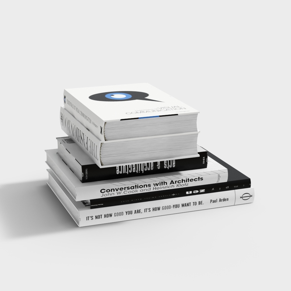 Stylish Low-Poly Book Stack 3D model