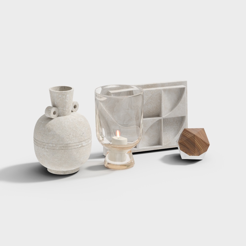 Elegant Low-Poly 3D Model with Concrete & Glass