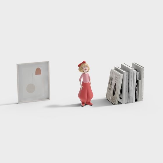 Stylish Girl by Bookshelf 3D model