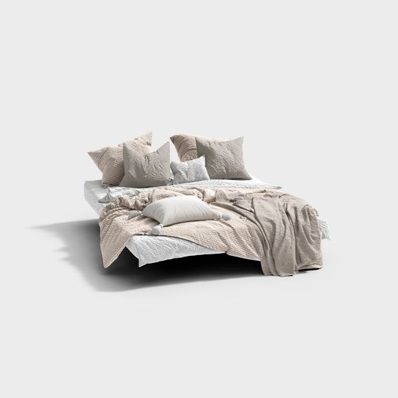 Stylish Low-Polygon Bed 3D model
