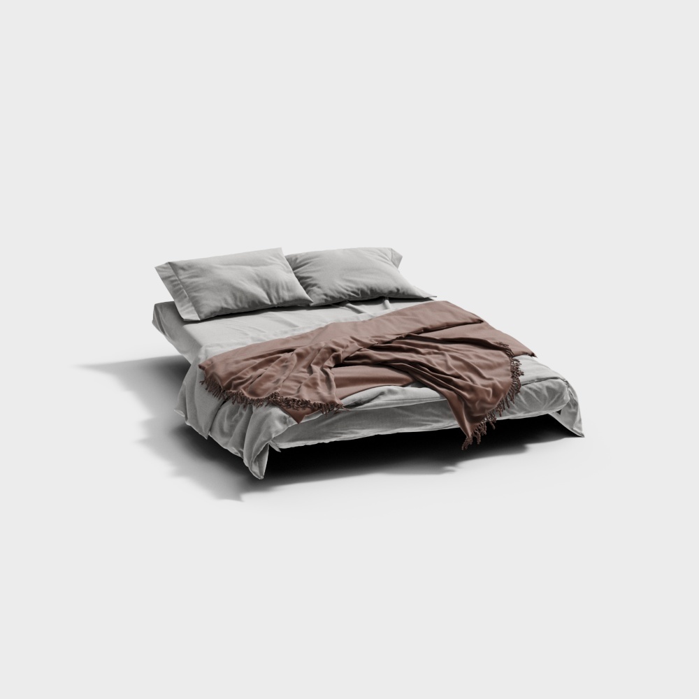 Elegant Low Polygon Bed 3D Model – Cozy Modern Design