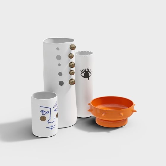 Stunning Abstract Art Container Set 3D model