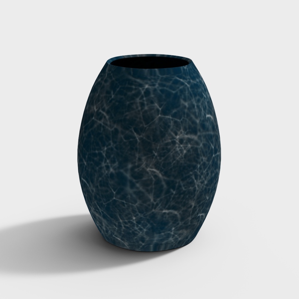 Low Poly Artistic Vase 3D Model – Blue Ceramic Texture