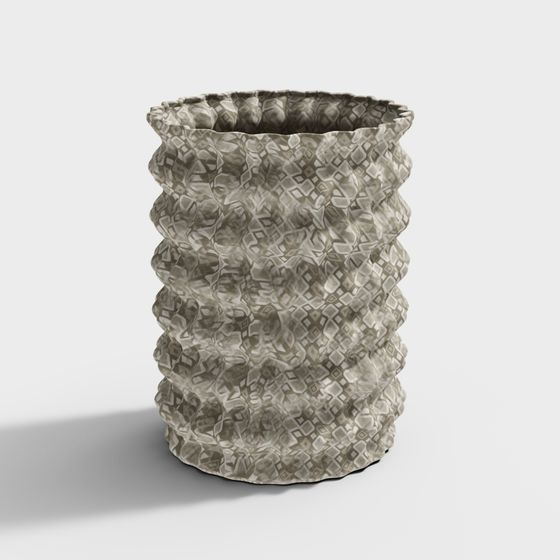 Snake Skin Texture Trash Can 3D model
