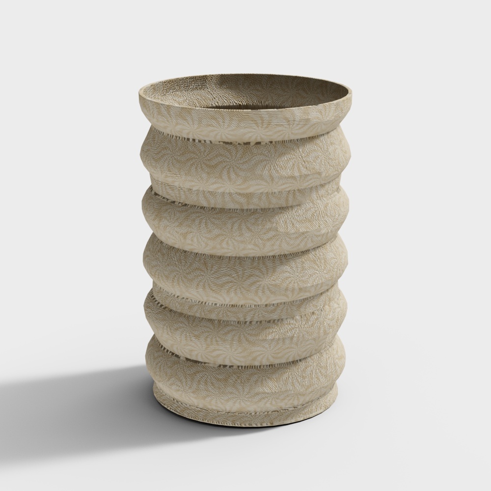 Spiral Woven Vase 3D Model – Artistic Beige Design