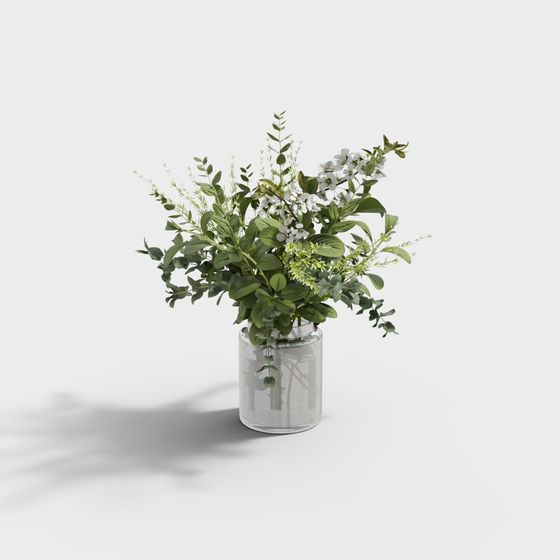 Stylish Glass Vase with Natural Elements 3D model