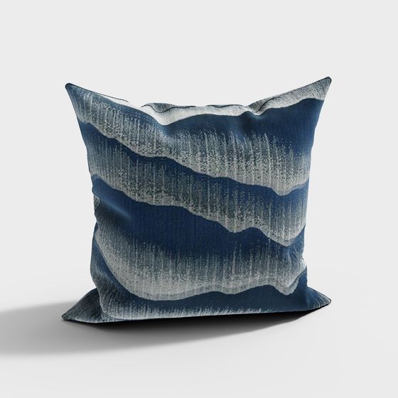 Wave Cushion 3D model with Low Poly Design