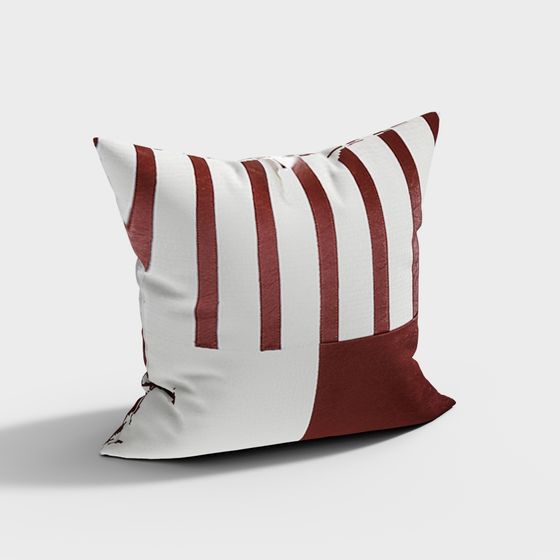 Red and White Striped Cushion 3D model