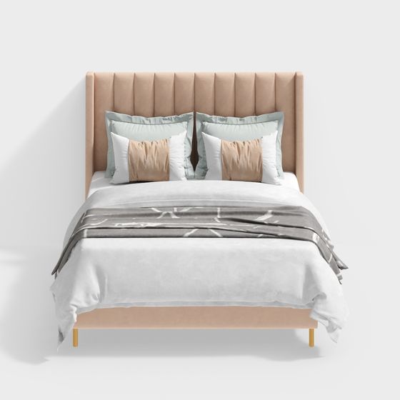 Stylish Low-Polygon Bed 3D Model for Modern Bedroom Design