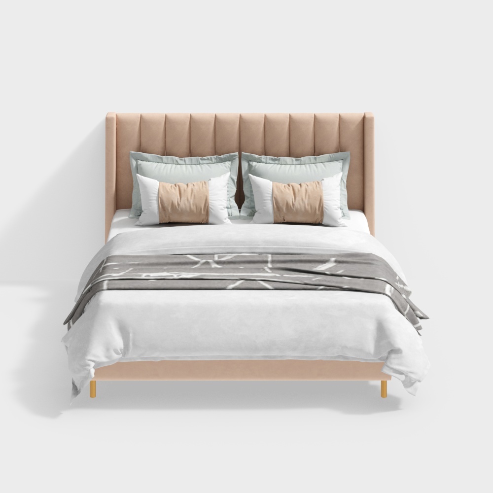 Lopin furniture XS004 Nordic post-modern simple fabric bed Port-style light luxury 1.5 meters bed small household type master bedroom 1.8 velvet cloth bed