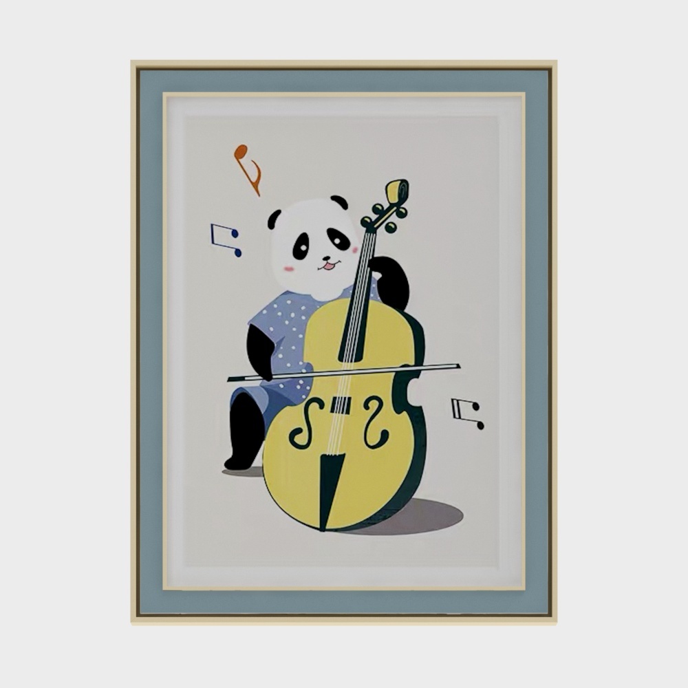 Modern children's decorative hanging picture panda guitar_Copy