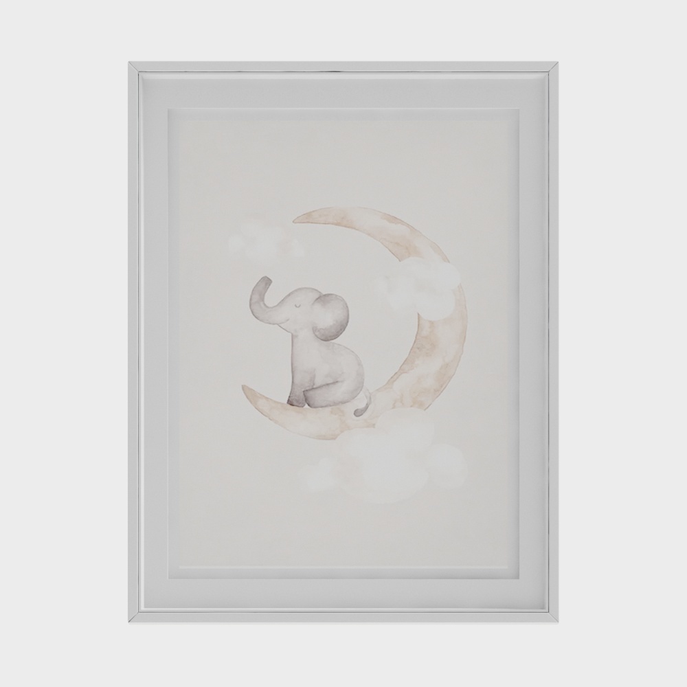 Charming Low-Poly Elephant 3D Model on Moon