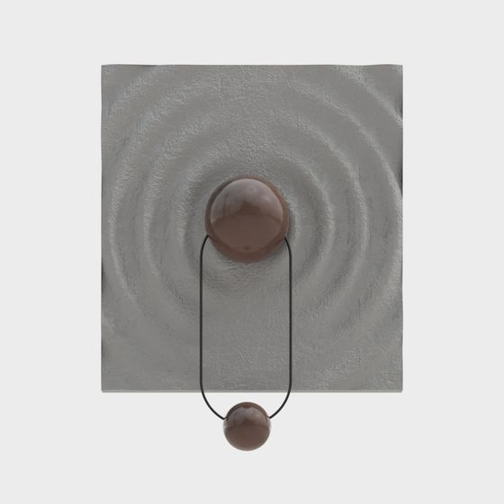 Minimalist Brown Sphere 3D Model in Gray Ripples