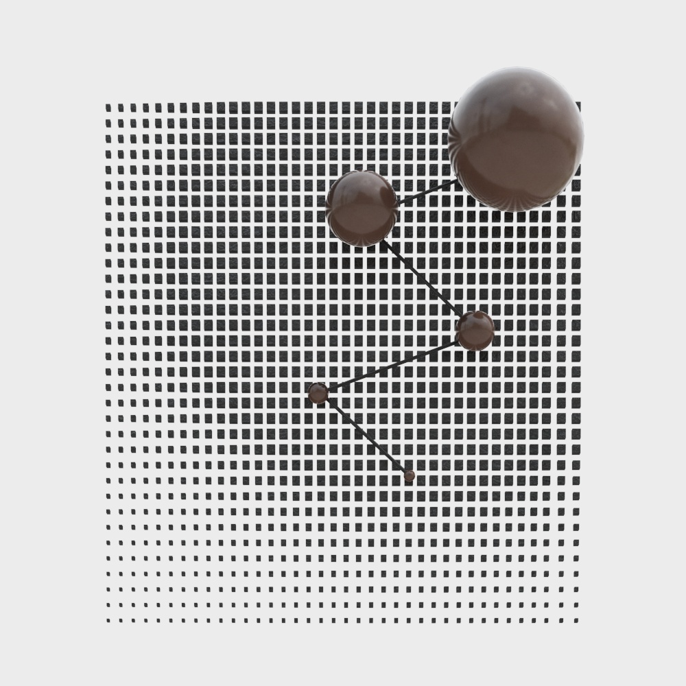 Low Poly Molecular Structure 3D Model – Metallic Deep Brown