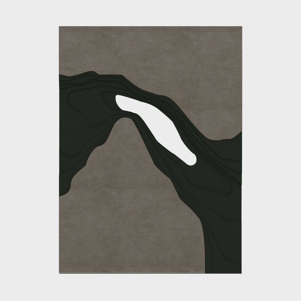 Wabi-sabi style wall decoration with green mountain pattern