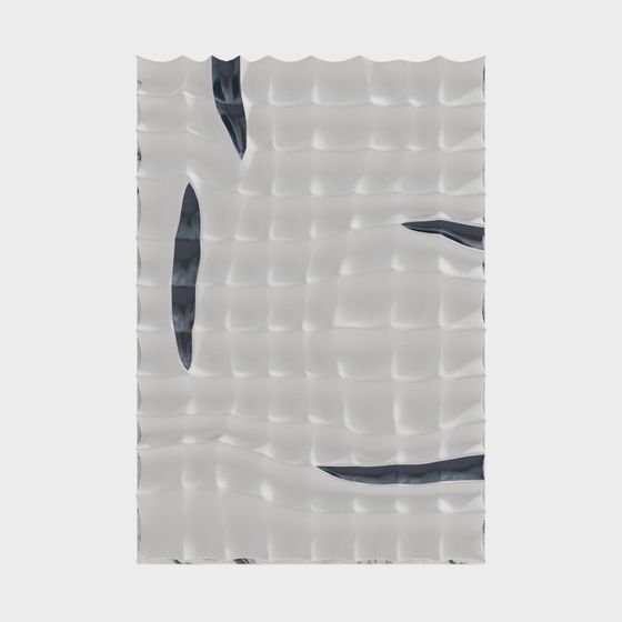 White textured wall panel with dark grey abstract shapes on white background