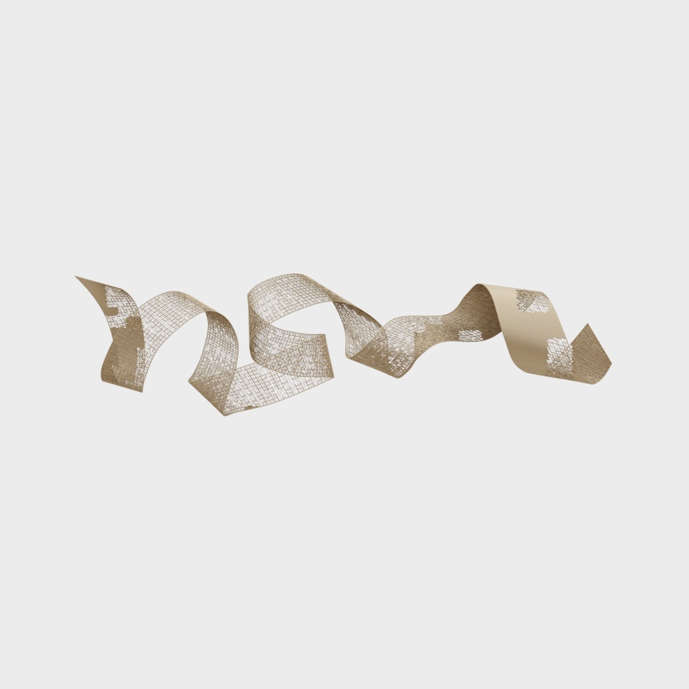 Flowing Ribbon 3D Model – Low-Poly Beige Design