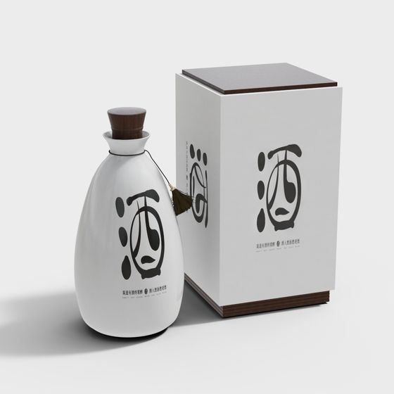 Elegant Low-Poly Bottle and Gift Box 3D model