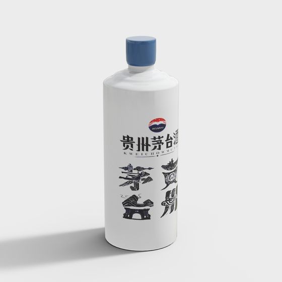 Kweichow Moutai Chinese Liquor 3D Model in Gray
