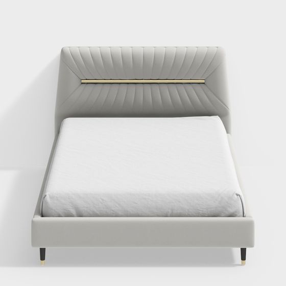 Elegant Gray Velvet Bed Frame 3D model