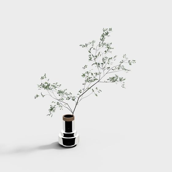Modern Vase with Branches 3D model