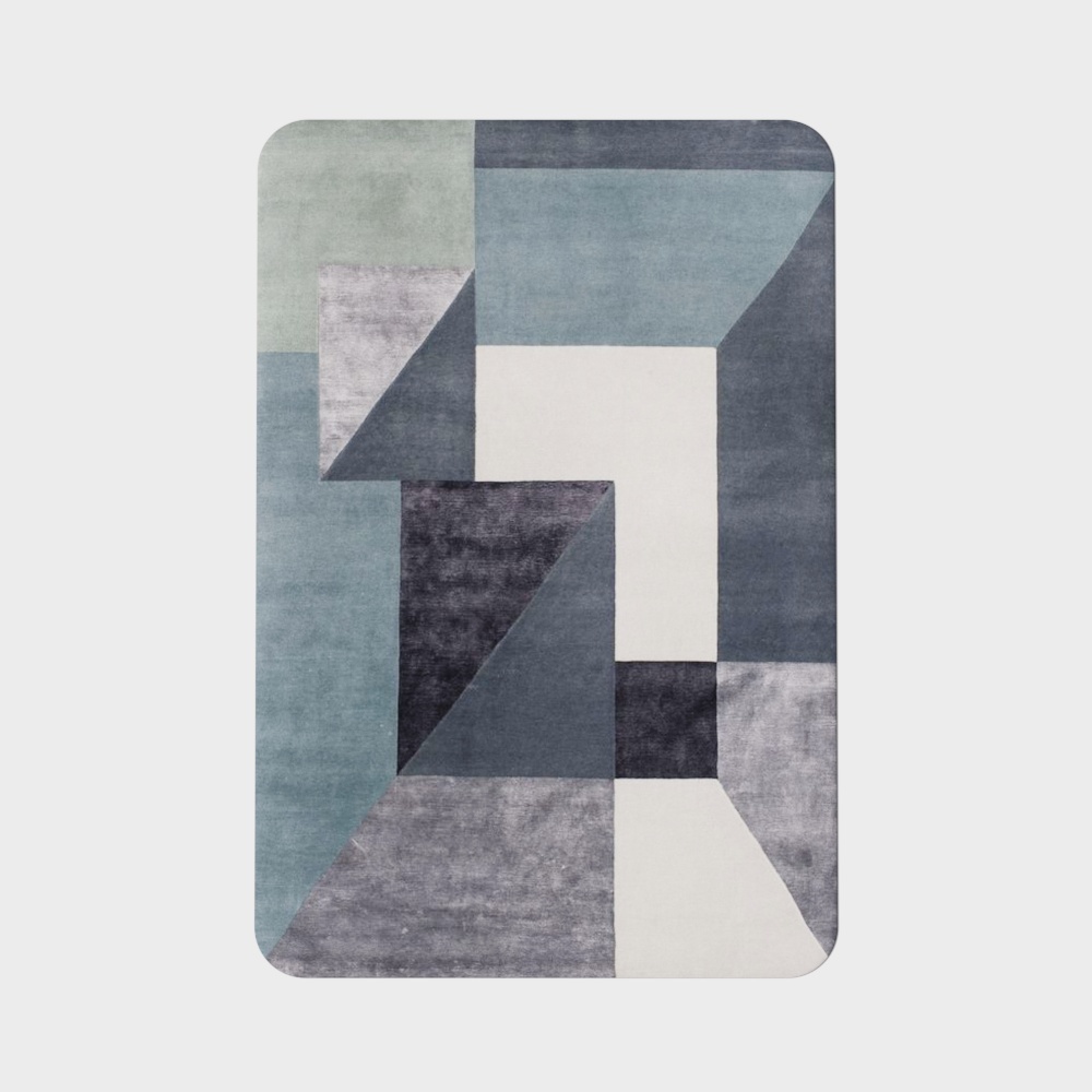 Abstract Geometric Carpet 3D Model – Low-Poly Cool Tones